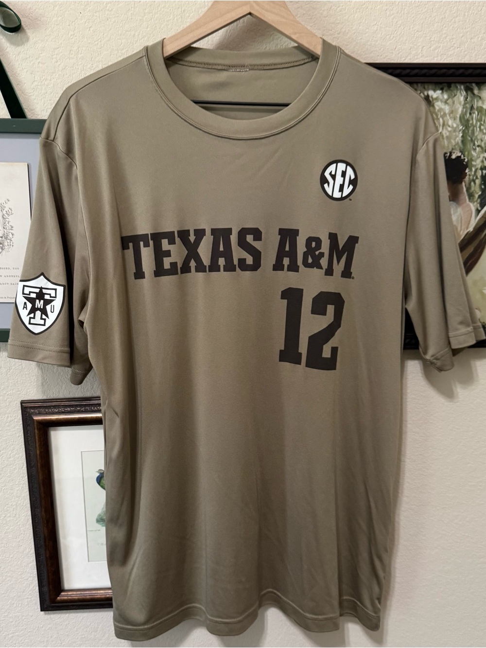 Texas A&M 12 Olive Green Short Sleeve Tee